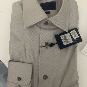 David Donahue Men’s Light Gray Textured Dress Shirt